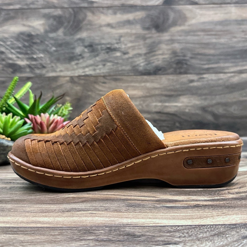❌SOLD❌NIB Born Yucatan 8M Brown Distressed Suede Huarache Woven Clogs Mules - Picture 5 of 11